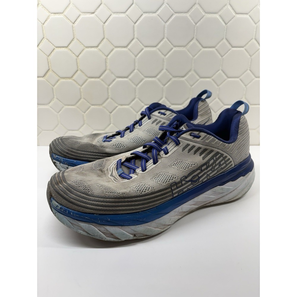 Hoka One One Bondi 6 Running Shoes Mens 13 Gray Blue Max Cushion 1019269-VBFG